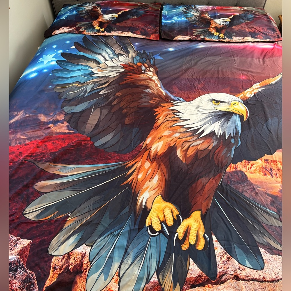 Queen Duvet Cover Set with Bald Eagle 🦅